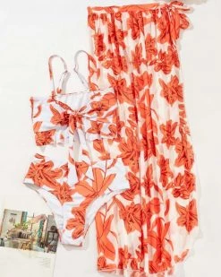 莎海 3pack Floral Print Ruffle Hem Bikini Swimsuit & Beach Swimsuit New In