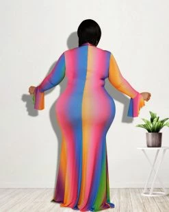 Divanewlook New In GRADIENT RAINBOW DRESS