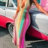 Divanewlook New In RAINBOW FISHTAIL DRESS