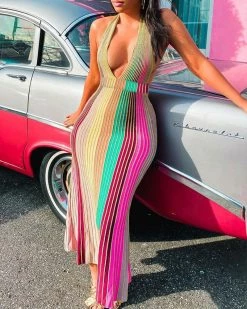 Divanewlook New In RAINBOW FISHTAIL DRESS