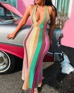 Divanewlook New In RAINBOW FISHTAIL DRESS