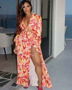 诚远 BLOOMING PAINTING SPLIT DRESS New In