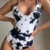 卓美丝 Tie Dye Ruched Back One Piece Swimsuit New In