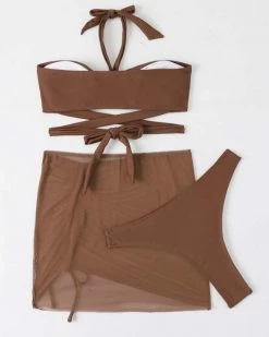 Cmb Albaki 3pack Criss Cross Drawstring Bikini Swimsuit New In