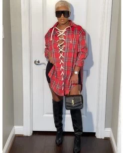 Divanewlook New In Oversized Flannel Top