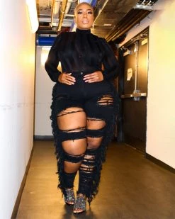 Divanewlook New In Fringe Ripped Jeans