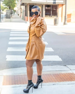 Divanewlook New In Faux Leather SHIRT Dress
