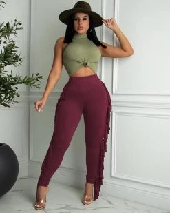 Divanewlook Sale BRIANA FRINGED LEGGINGS