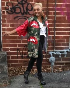 Divanewlook Camo Red Lip Jacket