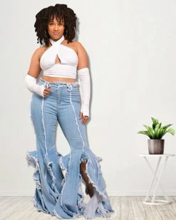 鸣达 New In IRREGULAR WASHED JEANS