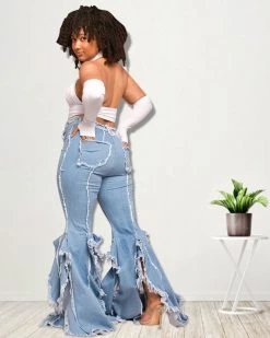 鸣达 New In IRREGULAR WASHED JEANS