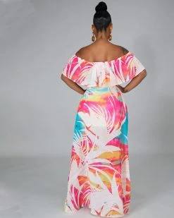 衣莱雅 New In LEISURE PRINTED OFF SHOULDER DRESS