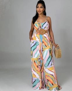 衣莱雅 ABSTRACT STRIPED JUMPSUIT New In