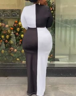 Divanewlook BLACK AND WHITE SPLIT SKIRT SET New In