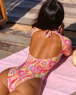 辉驰 New In Bikinx Tied Backless Floral One-Piece Swimsuit