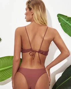 馨雨 Solid Lace Up Swimsuit New In