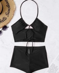 Cmb Albaki Lace Up Halter Bikini Swimsuit