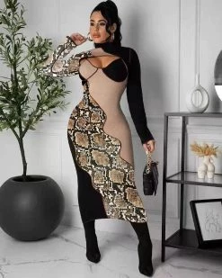 布里奇 ASYMMETRIC PATTERN DRESS