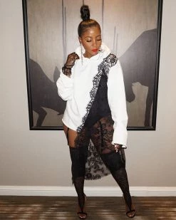 Divanewlook LACE STITCHED HOODIE