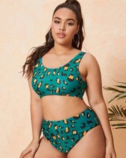 Divanewlook LEOPARD ON GREEN BACKGROUND SWIMSUIT New In
