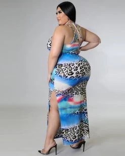 鸣达 Rainbow Leopard Print Dress New In