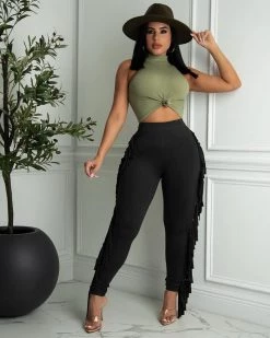 Divanewlook Sale BRIANA FRINGED LEGGINGS