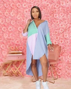 贝蒂 COLOR BLOCK SHIRT DRESS New In