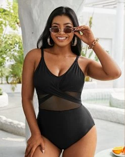 Divanewlook New In LACE UP MESH SWIMSUIT