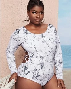 Divanewlook MARBLE PATTERN SWIMSUIT