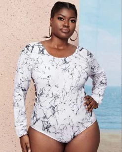 Divanewlook MARBLE PATTERN SWIMSUIT