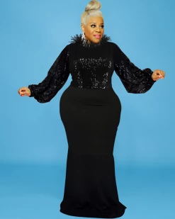 达梦 Runway Sequin Gown Dress