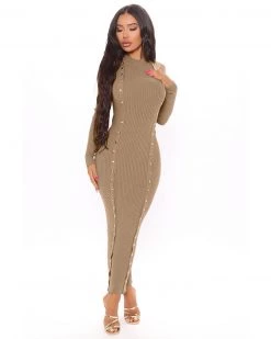 Divanewlook Button Up Long Sleeve Dress New In