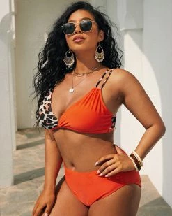 Divanewlook ASYMMETRIC LEOPARD PRINT SWIMSUIT