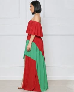 衣莱雅 COLOR STITCHING MAXI DRESS