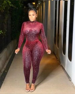 艾子依 New In Flannel Leopard Jumpsuit