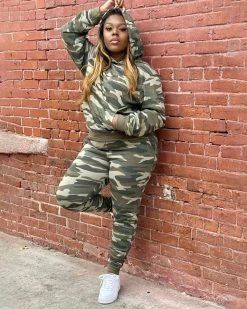 Divanewlook BOYFRIEND FLEECE CAMOUFLAGE HOODIE SET New In