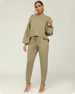 Divanewlook Balloon Sleeve Jogger Pant Set (3 Colors Are On Sale) New In