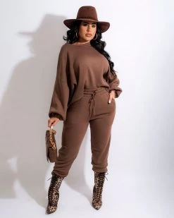 Divanewlook Balloon Sleeve Jogger Pant Set (3 Colors Are On Sale) New In