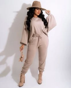 Divanewlook Balloon Sleeve Jogger Pant Set (3 Colors Are On Sale) New In