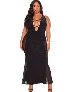 辰淇 New In Lace Up Mesh Dress