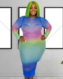 欧时尚 Dance Rainbow Bodycon Dress Sale