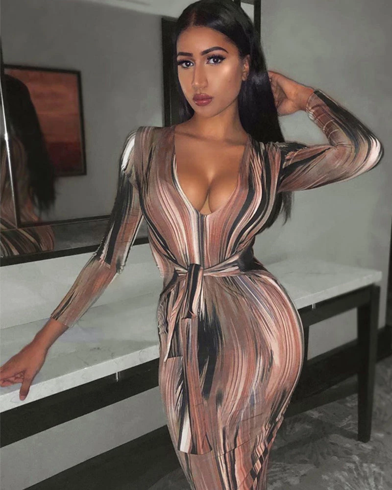 Divanewlook Belted Wood Texture Maxi Dress 4 Divanewlook Belted Wood Texture Maxi Dress