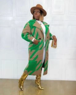 Divanewlook Houndstooth Trench Jacket