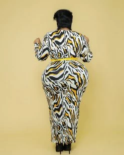 华尔街 New In Mustard Print Midi Dress