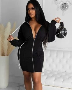 Divanewlook New In Bad Ass Hoodie Dress