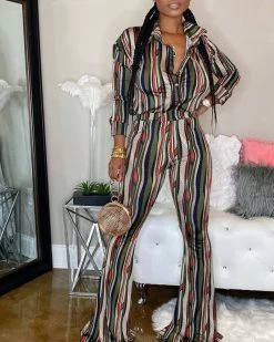 Divanewlook Vintage Stripe Pant Set New In