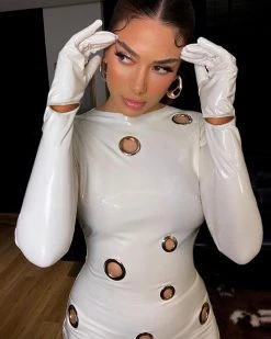 Divanewlook Bubble Leather Mini Dress New In