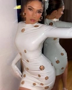 Divanewlook Bubble Leather Mini Dress New In