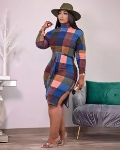 曼妮 IRIS PLAID MIDI DRESS New In