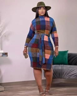 曼妮 IRIS PLAID MIDI DRESS New In